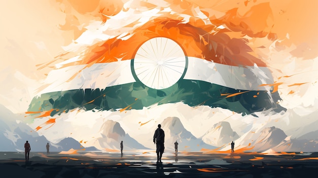 Foto gratuita celebración del día de la república de la india arte digital con la gente