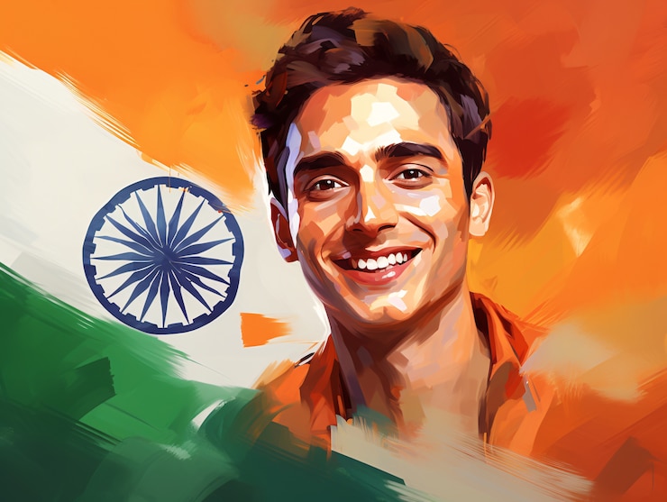 Foto gratuito celebración del día de la república de la india arte digital con el hombre