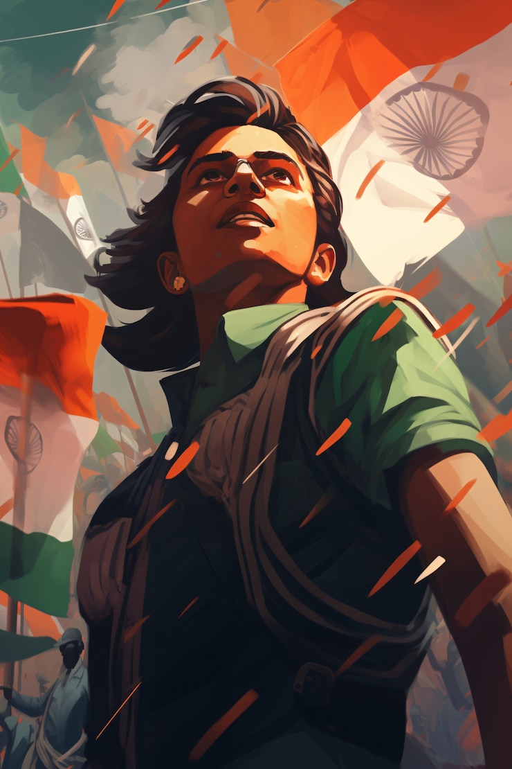 Foto gratuito celebración del día de la república de la india arte digital con una mujer
