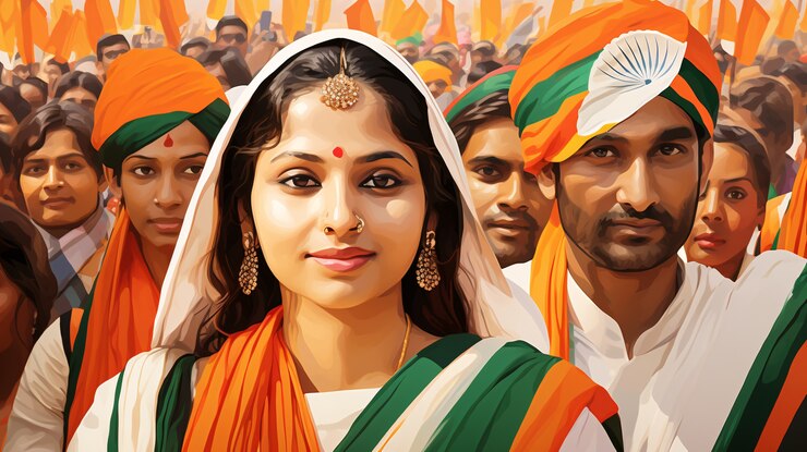 Foto gratuito celebración del día de la república de la india arte digital con la pareja