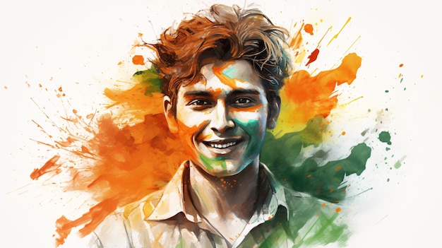 Celebración del Día de la República de la India arte digital con retrato de hombre