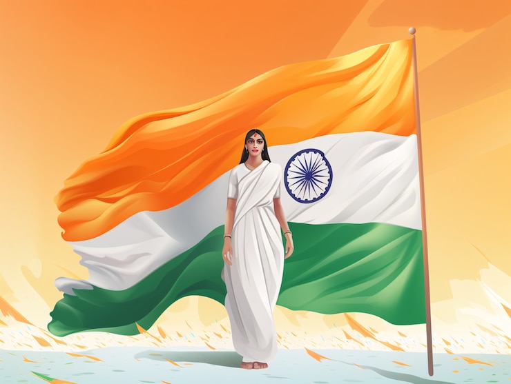 Foto gratuito celebración del día de la república de la india arte digital con retrato de mujer