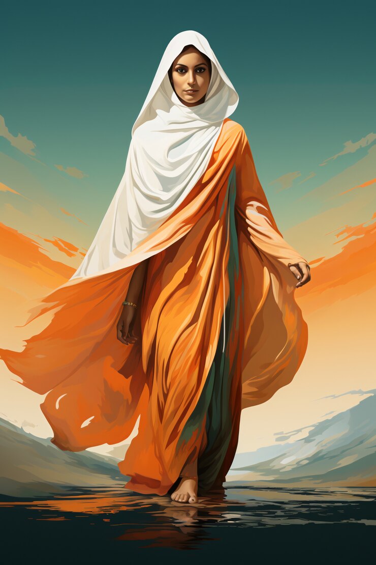 Foto gratuito celebración del día de la república de la india arte digital con retrato de mujer