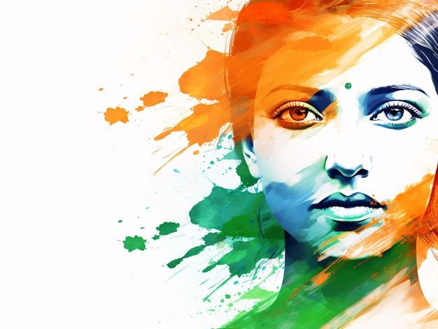 Foto gratuita celebración del día de la república de la india arte digital con retrato de mujer