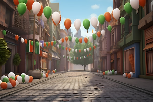 Celebración del Día de la República de la India con globos en 3D