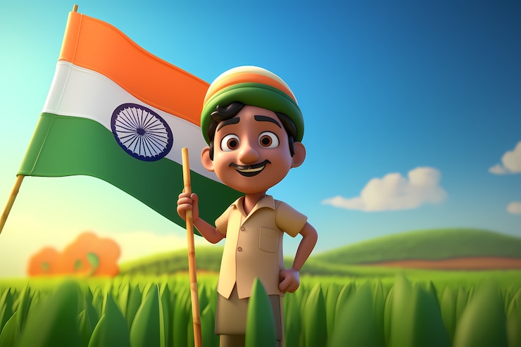 Foto gratuito celebración del día de la república de la india con persona 3d y bandera