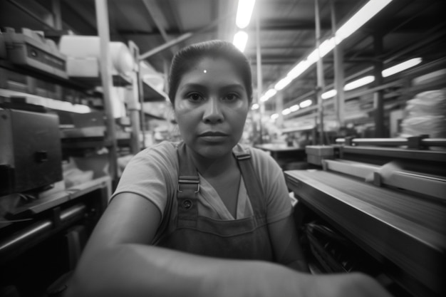 Foto gratuita celebración del día del trabajo con una vista monocromática de una mujer trabajando en su trabajo