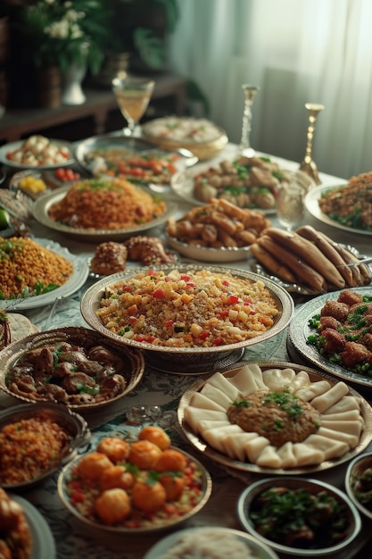 Celebración de Eid al-fitr con comida deliciosa.