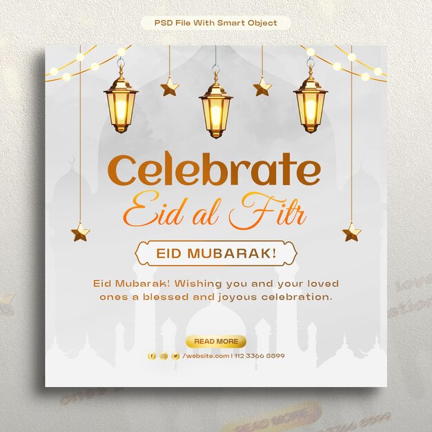 Celebración del Eid Al Fitr Modelo de diseño de publicaciones en las redes sociales