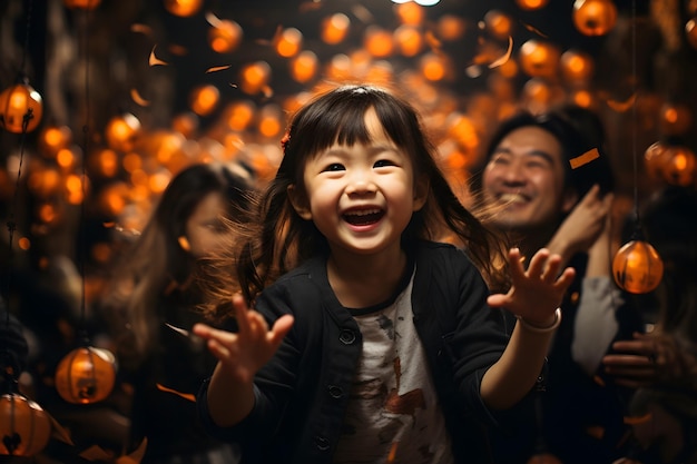 Foto gratuita celebración de la fiesta familiar de halloween