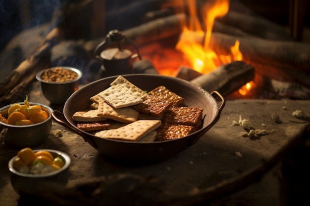 Celebración fotorrealista del festival lohri con comida tradicional