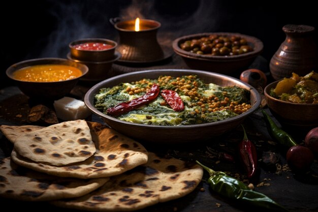 Celebración fotorrealista del festival lohri con comida tradicional
