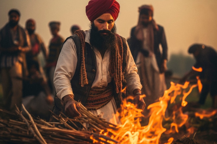 Foto gratuito celebración fotorrealista del festival lohri con la gente