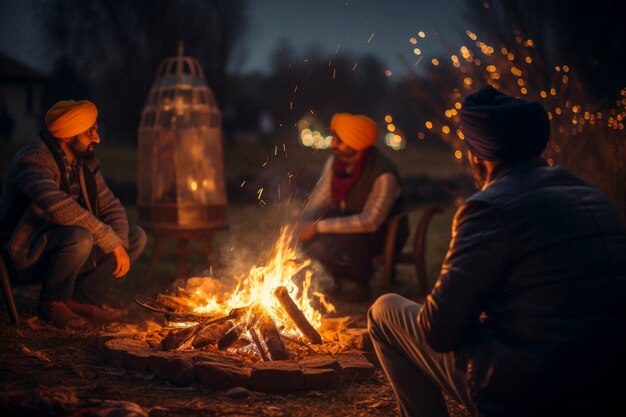 Celebración fotorrealista del festival lohri con la gente