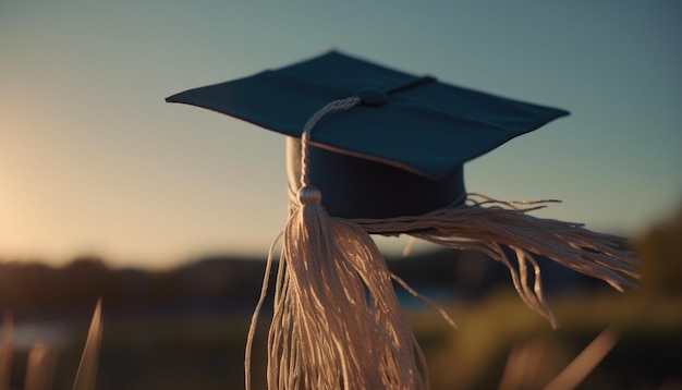 Foto gratuita celebración del logro del diploma de la gorra de la borla del éxito de la graduación generada por ia