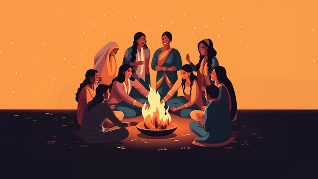 Celebración de Lohri en la India