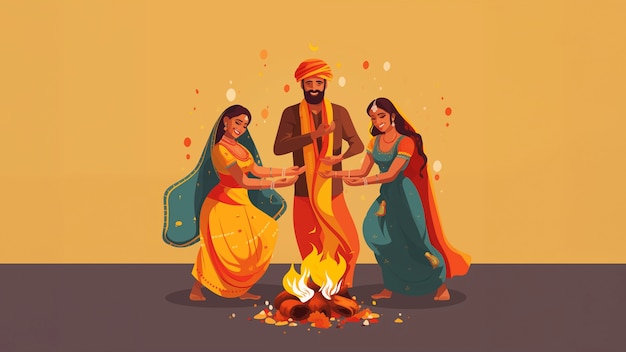 Foto gratuita celebración de lohri en la india