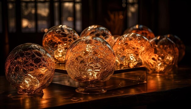 Celebración del lujo con una colección de vasos de cristal generada por IA