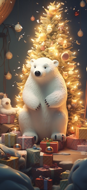 Foto gratuita celebración de navidad con el oso