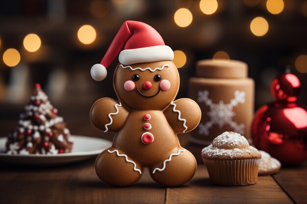 Celebración de Navidad con pan de jengibre