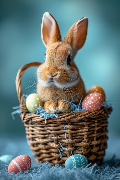 Foto gratuita celebración de pascua con el conejo de ensueño.