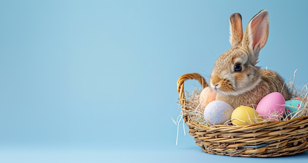 Foto gratuita celebración de pascua con el conejo de ensueño.