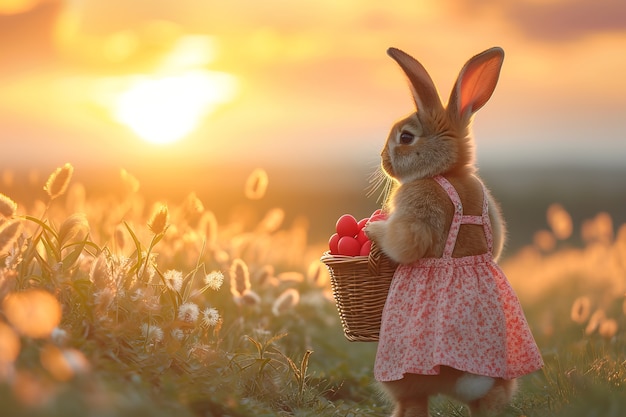 Foto gratuita celebración de pascua con el conejo de ensueño.