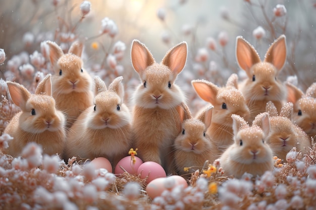 Foto gratuita celebración de pascua con el conejo de ensueño.