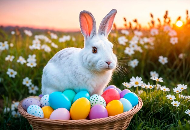 Celebración de Pascua con el conejo lindo