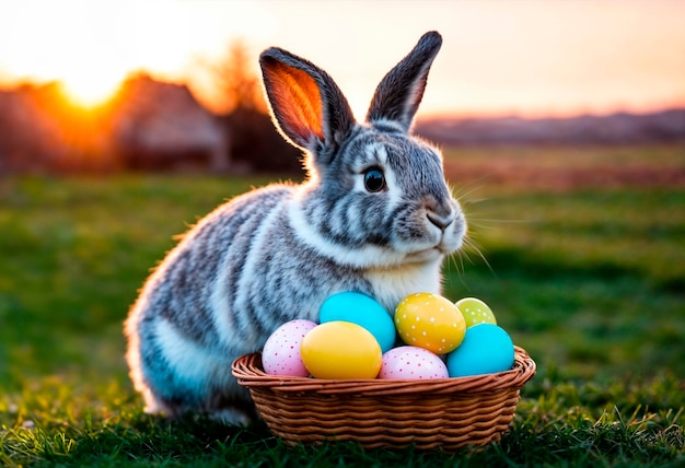 Foto gratuita celebración de pascua con el conejo lindo