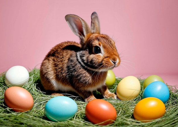 Foto gratuita celebración de pascua con el conejo lindo