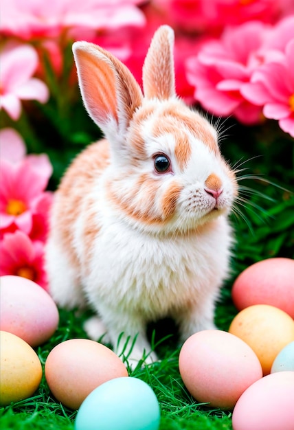 Foto gratuita celebración de pascua con el conejo lindo