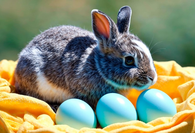 Foto gratuita celebración de pascua con el conejo lindo