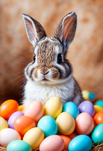 Celebración de Pascua con el conejo lindo