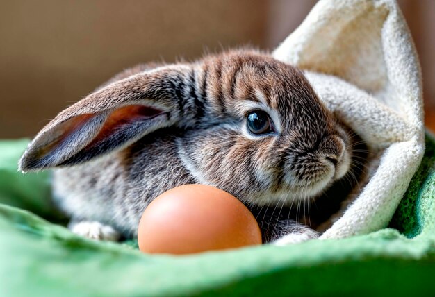 Celebración de Pascua con el conejo lindo