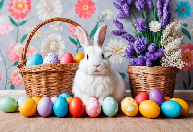 Celebración de Pascua con el conejo lindo