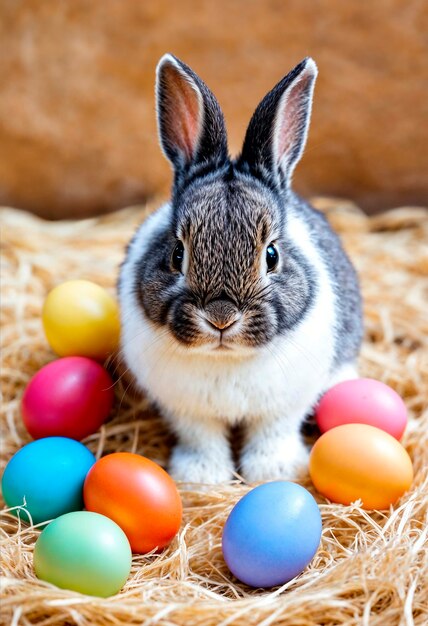 Celebración de Pascua con el conejo lindo