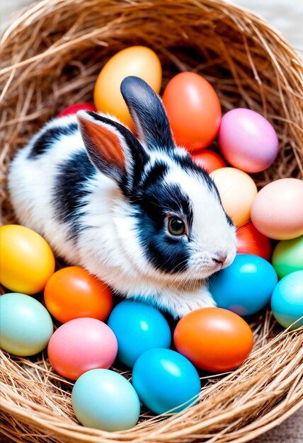 Celebración de Pascua con el conejo lindo