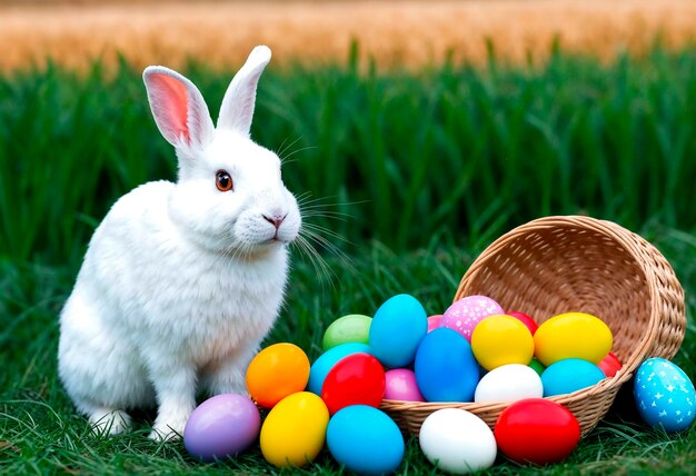 Celebración de Pascua con el conejo lindo