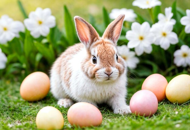 Celebración de Pascua con el conejo lindo