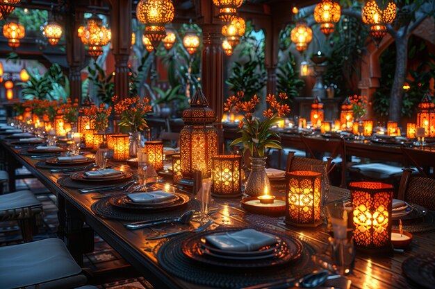 Celebración del Ramadán con comida deliciosa
