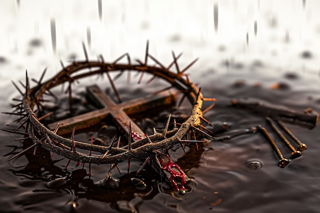 Foto gratuita celebración del viernes santo con la corona de espinas