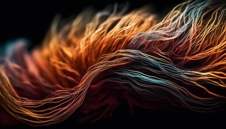 Foto gratuito células nerviosas amarillas resplandecientes fluyen en un caos abstracto generado por ia