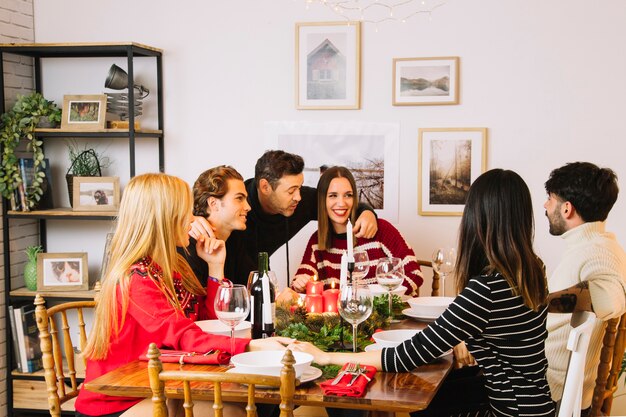 Cena de navidad con familia