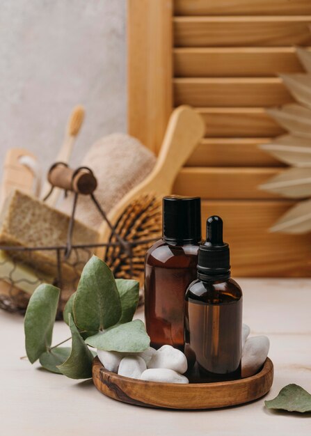 Cepillo para el cabello y aceite corporal orgánico
