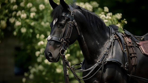 Foto gratuita de cerca en un caballo en el bosque