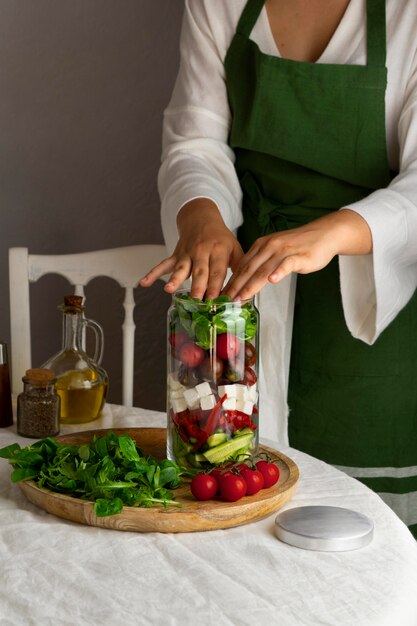 De cerca la deliciosa preparación de comidas