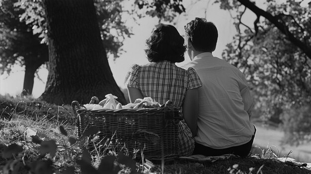 De cerca una encantadora pareja disfrutando de un picnic