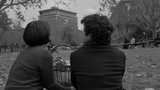 De cerca una encantadora pareja disfrutando de un picnic