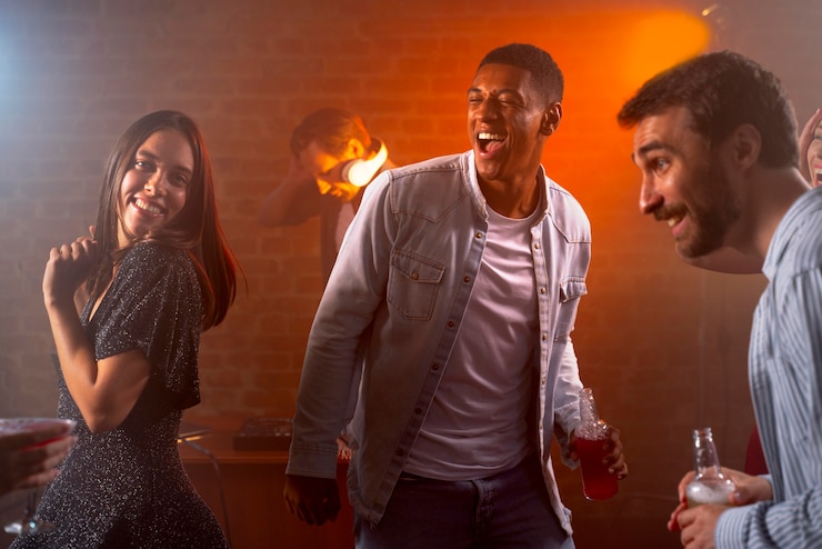 Foto gratuito cerca de gente feliz en la fiesta